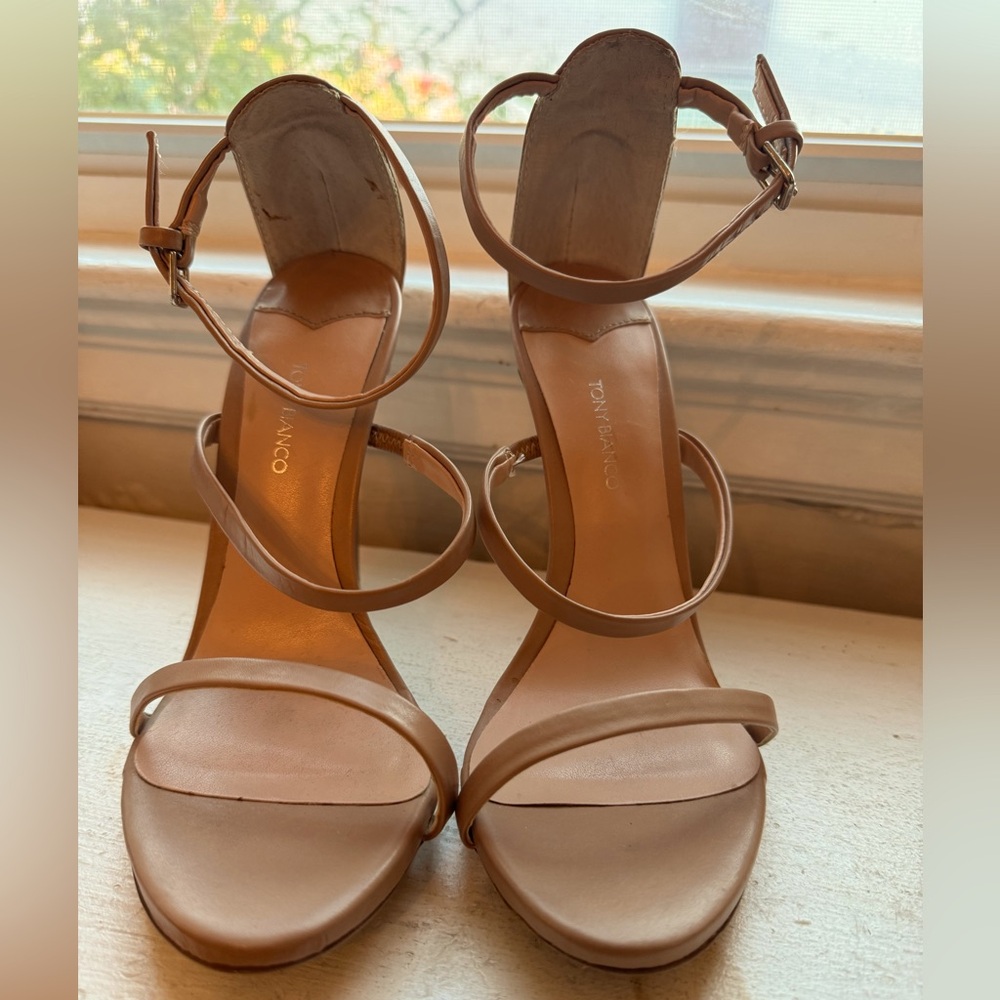 Tony Bianco Stiletto Strappy Nude Sandals Size 7